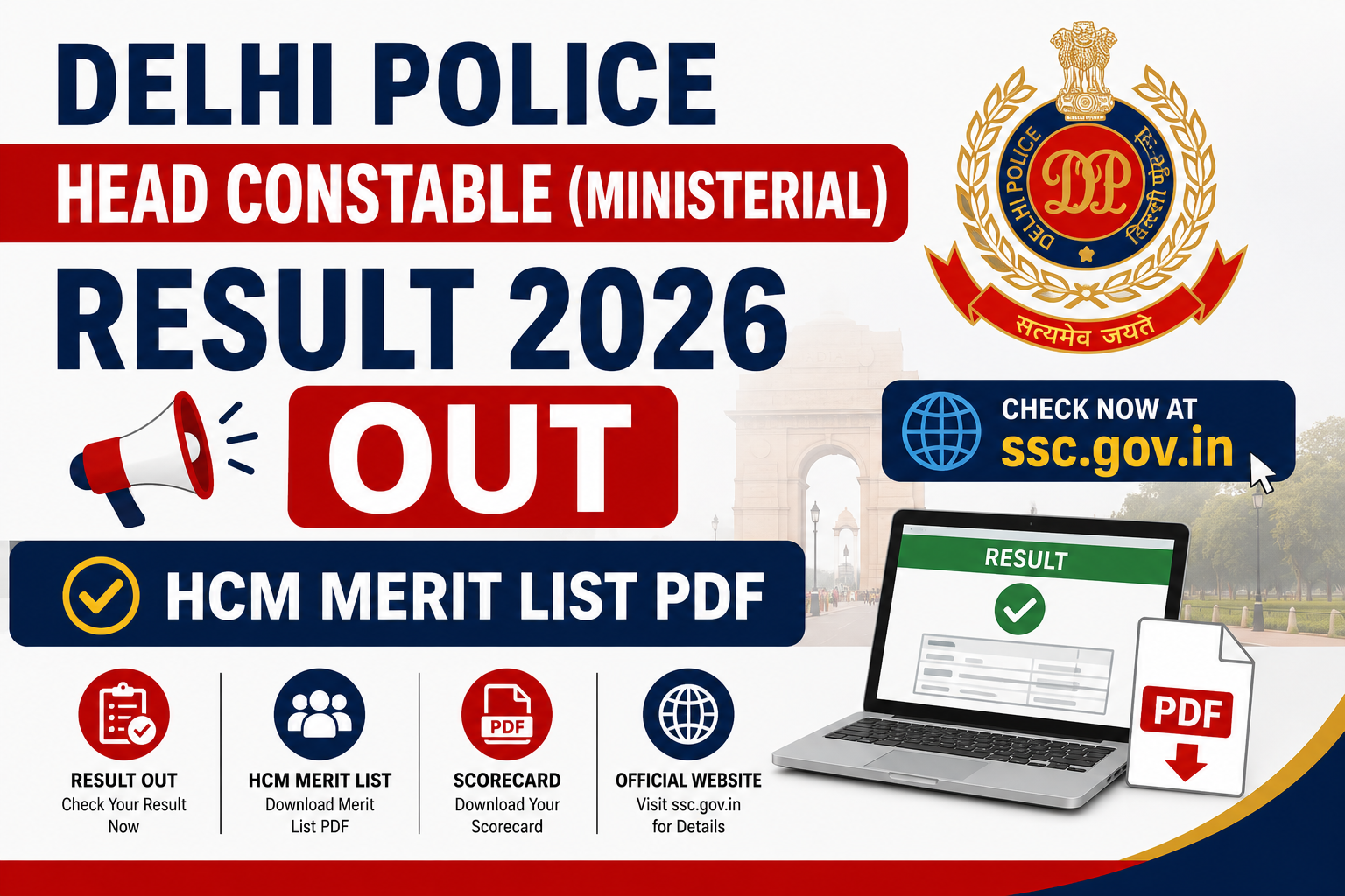 Delhi Police Head Constable Ministerial Result 2026 Out