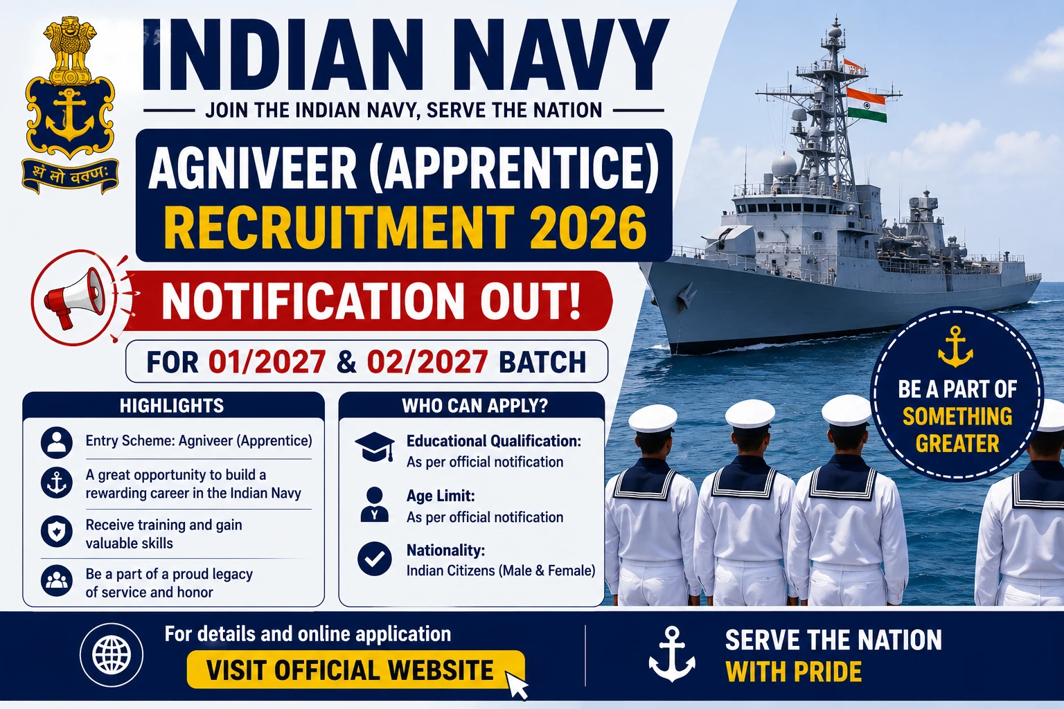 Indian Navy Agniveer (Apprentice) Recruitment 2026