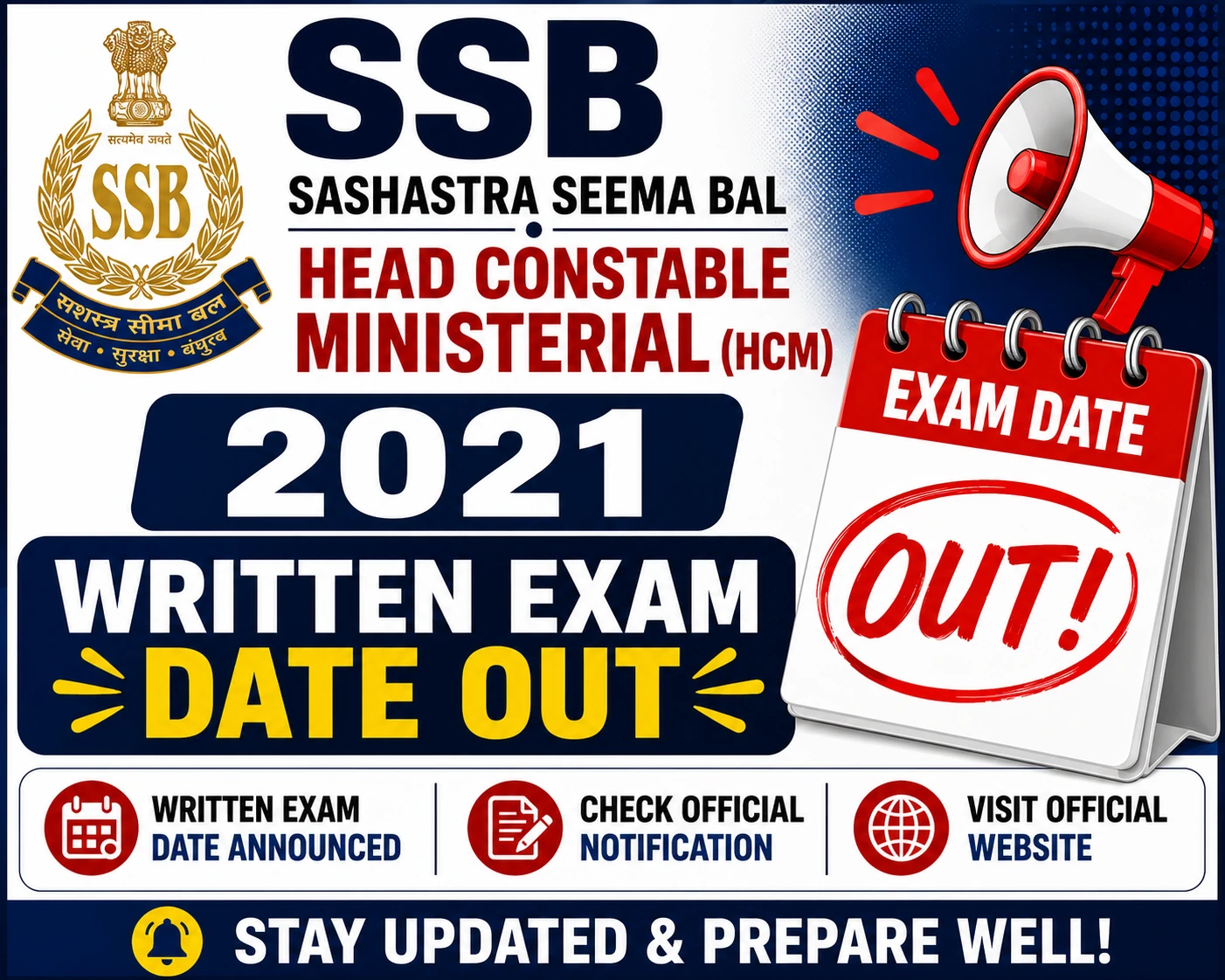 SSB Head Constable Ministerial (HCM) 2021 Written Exam Date Out