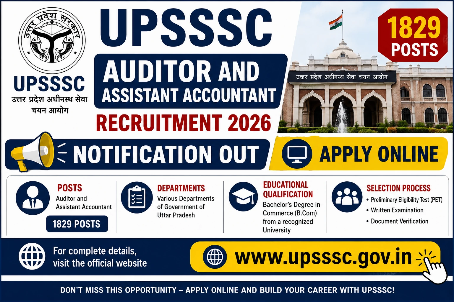 UPSSSC Auditor and Assistant Accountant Recruitment 2026