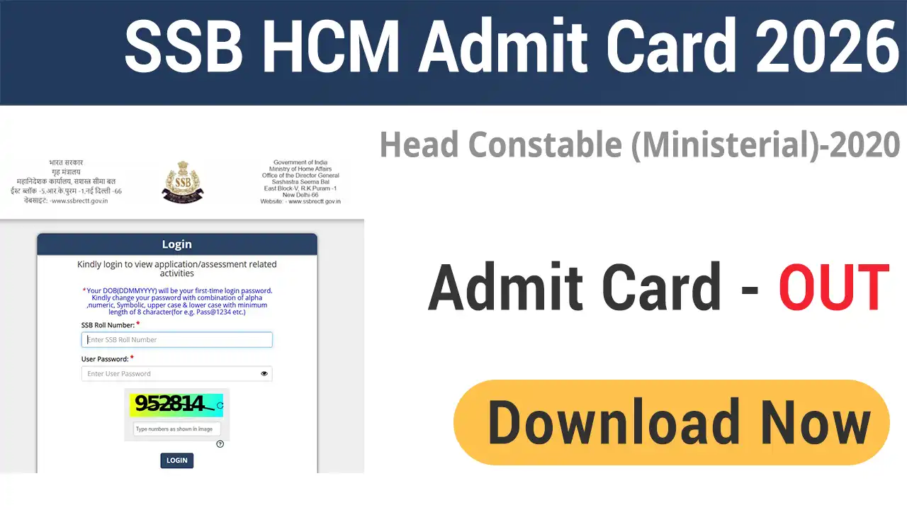SSB Head Constable Ministerial Admit Card 2026 Out